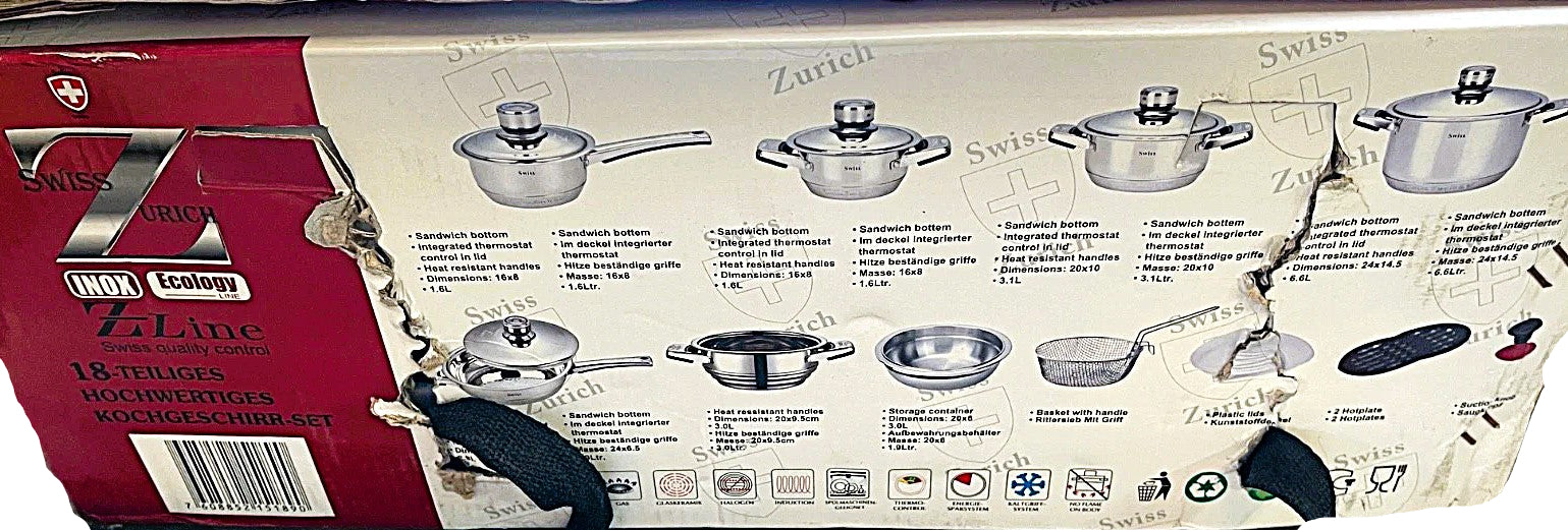 Box of Zojirushi cookware set with images and text on a white background