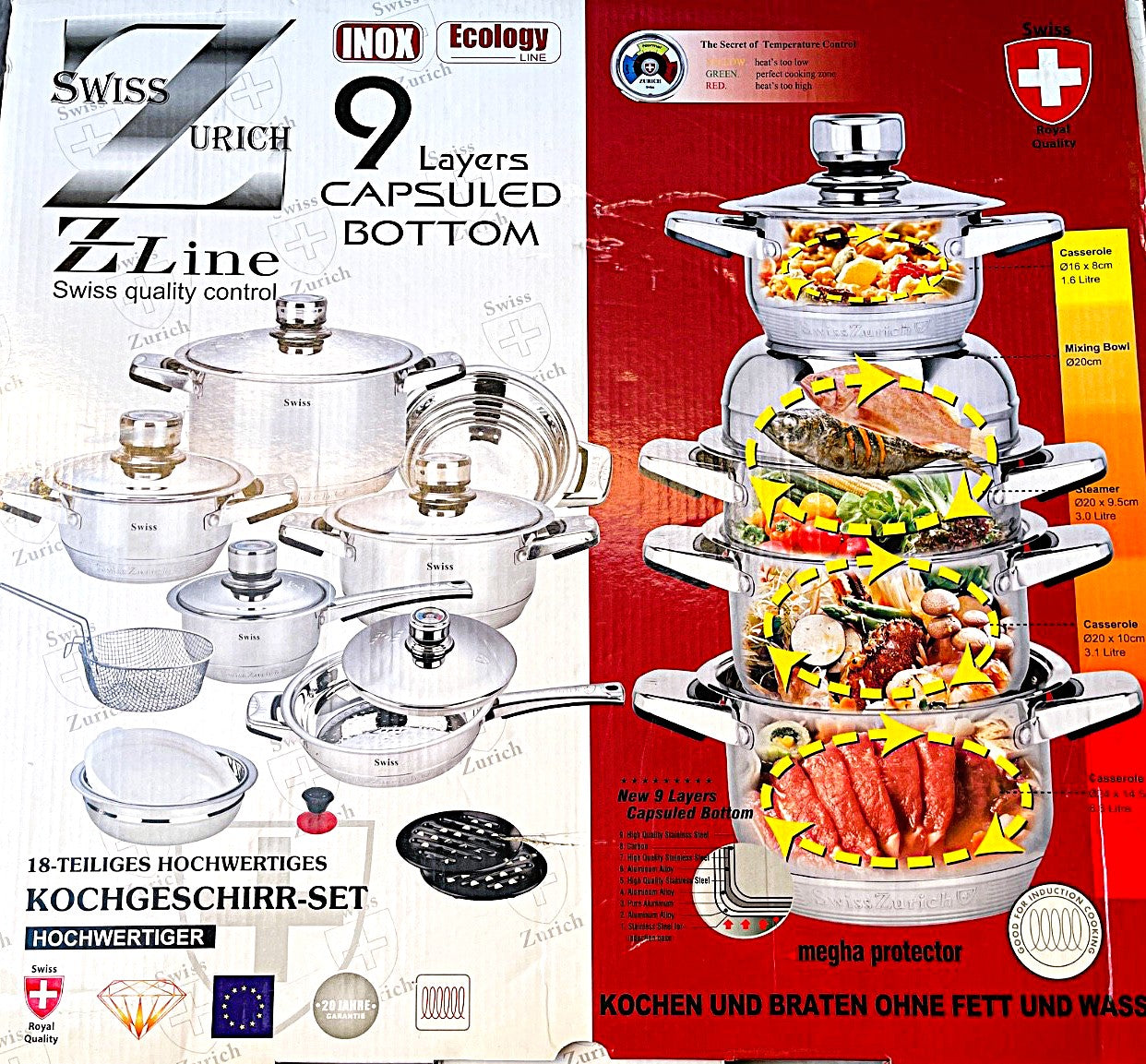18/10 Stainless Steel Cookware 16 Piece Set