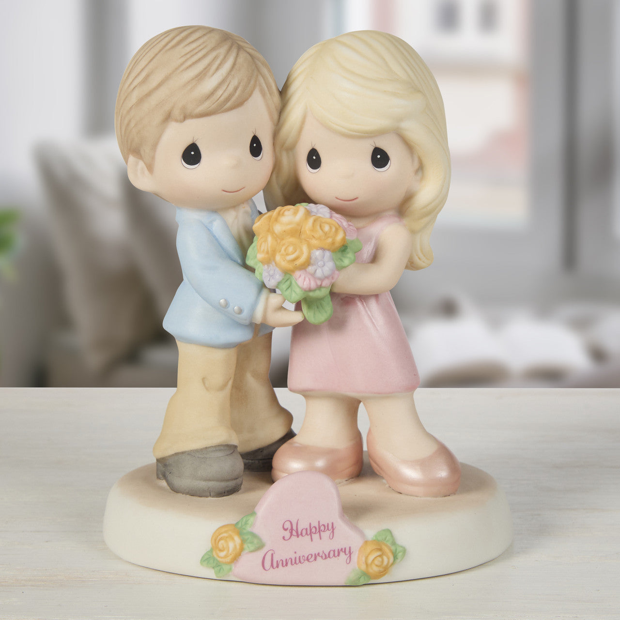 Precious Moments Happy Anniversary 'Our Love Will Bloom Forever' Porcelain Figurine