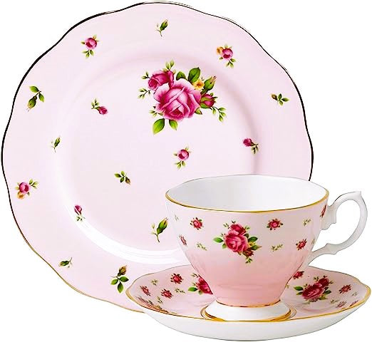 Royal Albert New Country Roses Pink 3-Piece Set includes: Teacup, Sauc