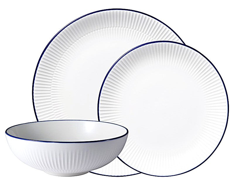 Cafe Blue Dinnerware 12 piece set Porcelain by Casa Domani