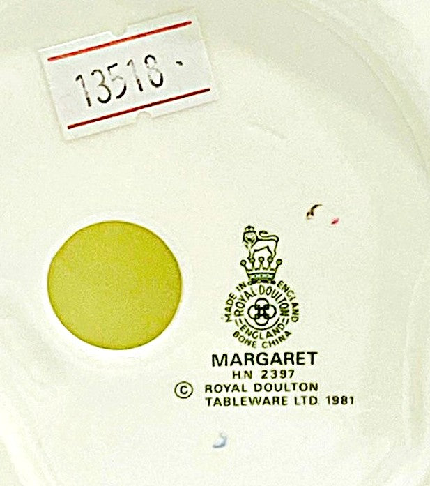 Royal Doulton Margaret figurine HN2397 bone china hand made and painted blue in England