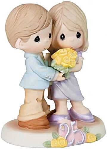 Precious Moments 25th Anniversary '25 happy years together' Porcelain Couple Figurine