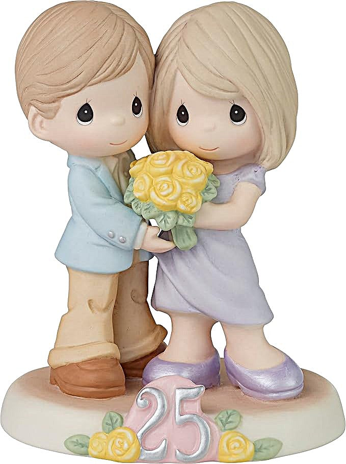 Precious Moments 25th Anniversary '25 happy years together' Porcelain Couple Figurine