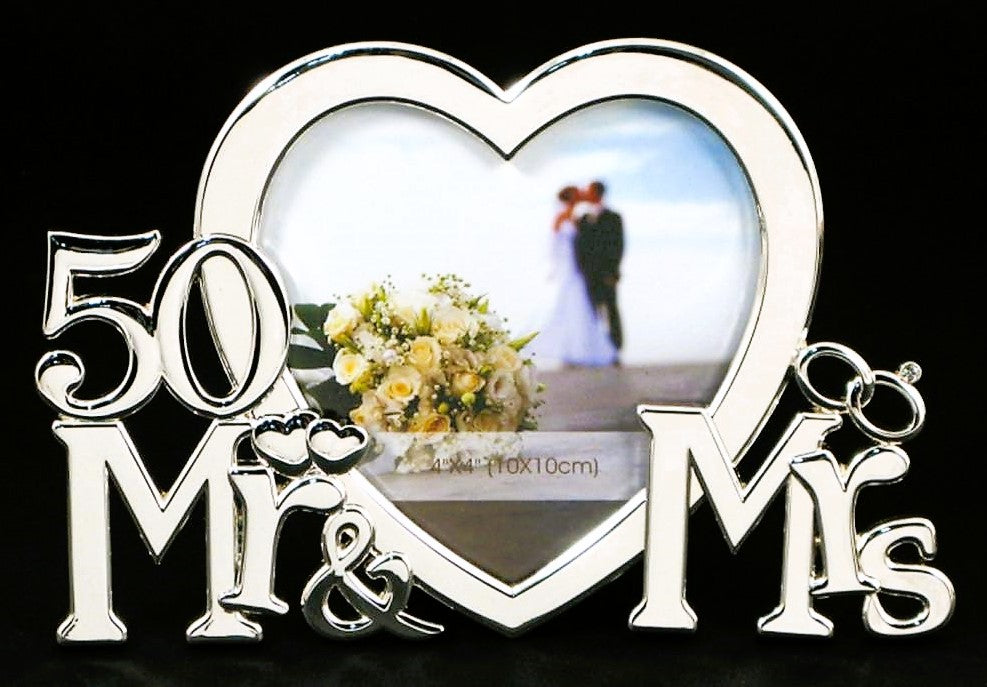 50TH Anniversary Photo Frame MR & MRS Silver Plated