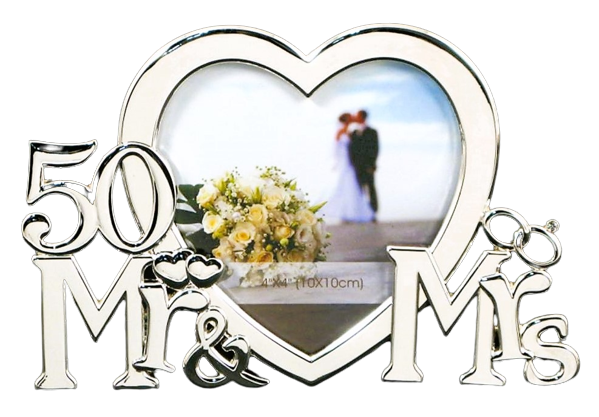 50TH Anniversary Photo Frame MR & MRS Silver Plated