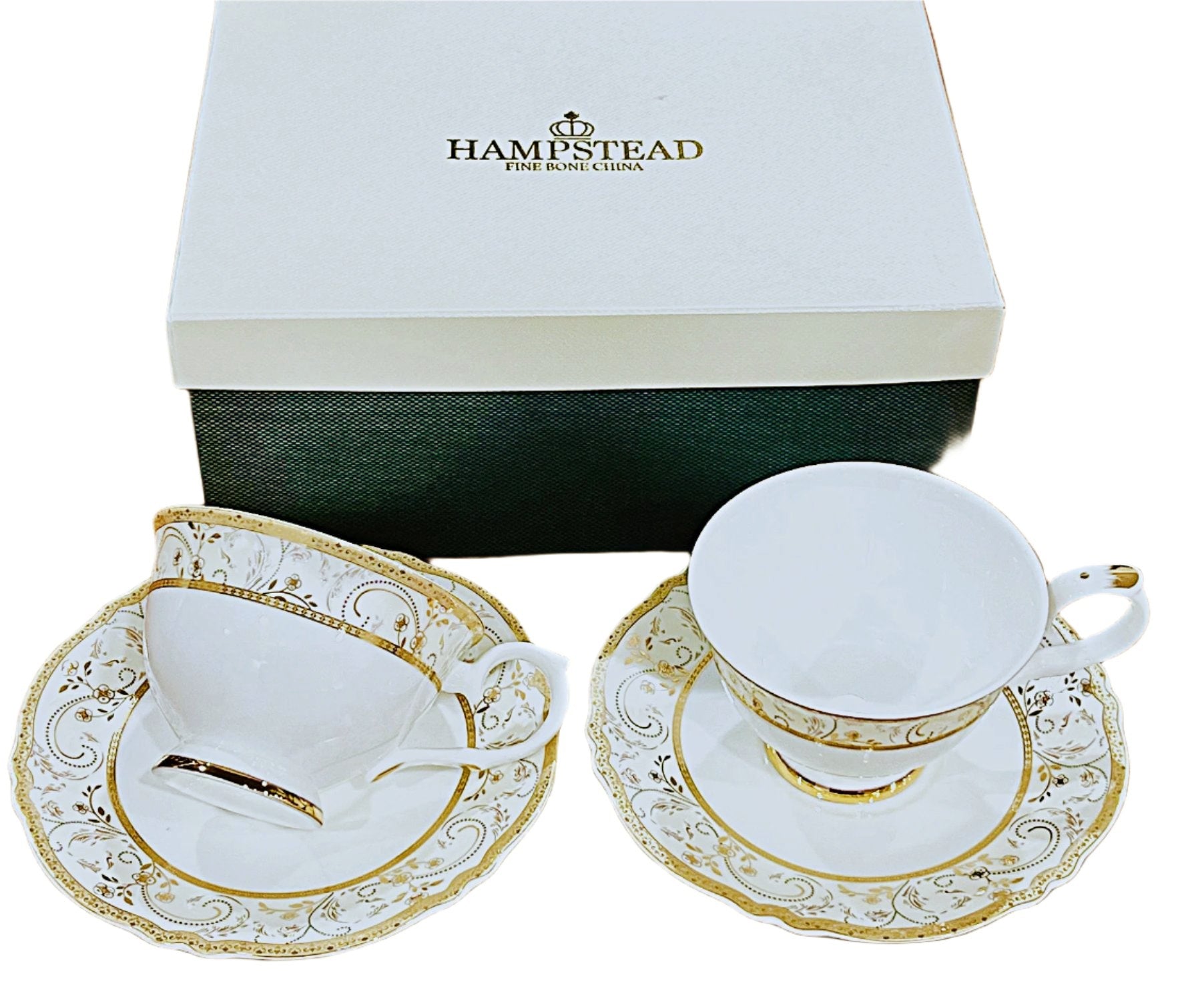 Teacup & Saucer Set of 2 Fine bone china Paris Gold collection
