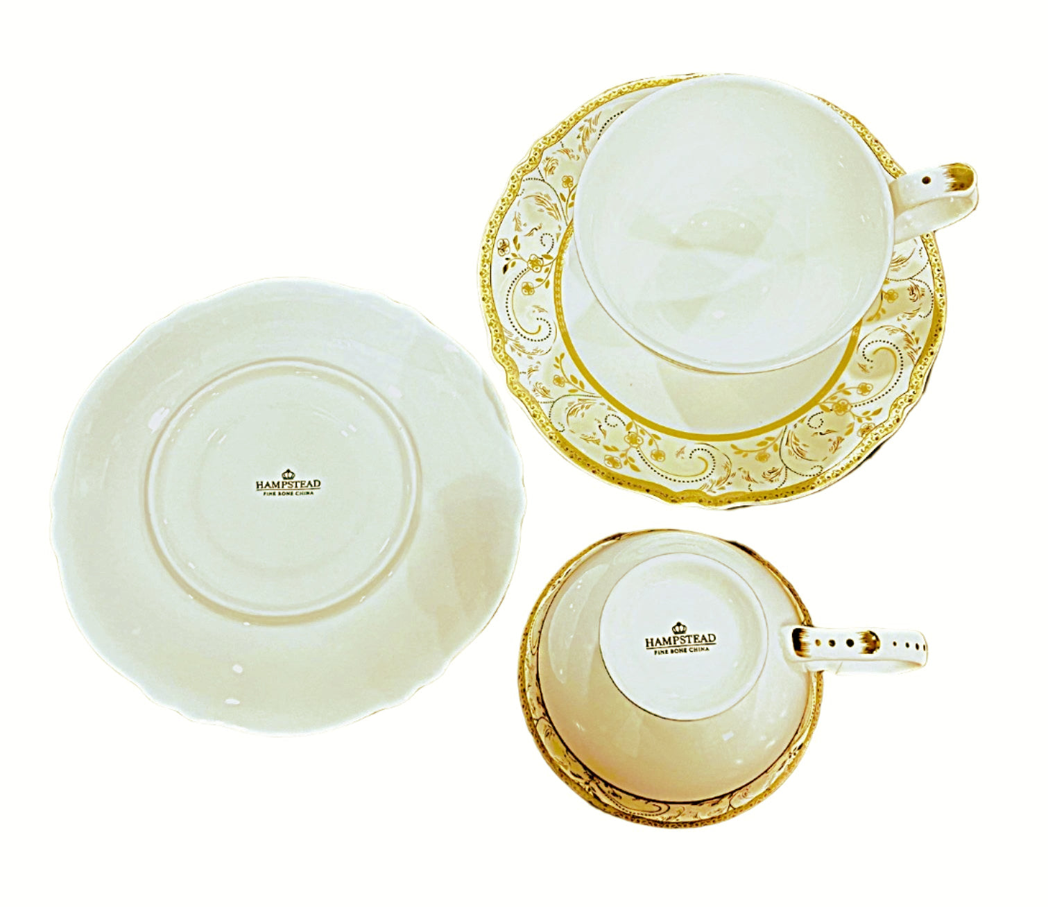 Teacup & Saucer Set of 2 Fine bone china Paris Gold collection