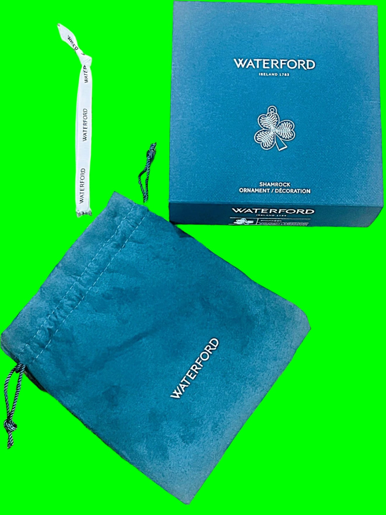 Waterford Shamrock Crystal Holiday Ornament Cloverleaf