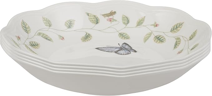 Lenox Butterfly Meadow Pasta Bowls, Set of 4 Porcelain Microwave and Dishwasher safe