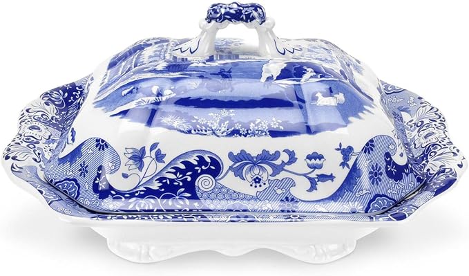 Spode Blue Italian Covered Vegetable Dish Porcelain 12" = 30cm