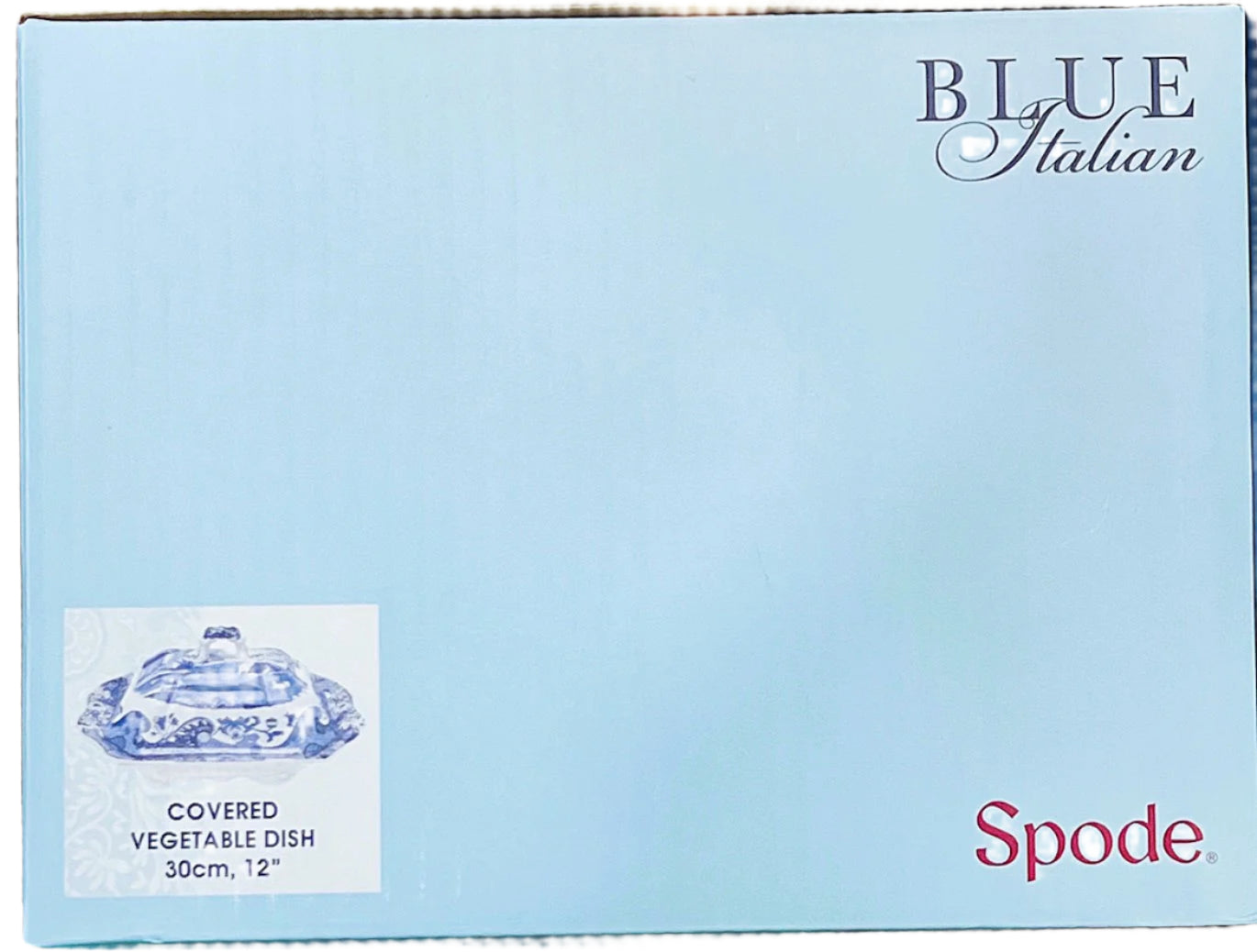 Spode Blue Italian Covered Vegetable Dish Porcelain 12" = 30cm