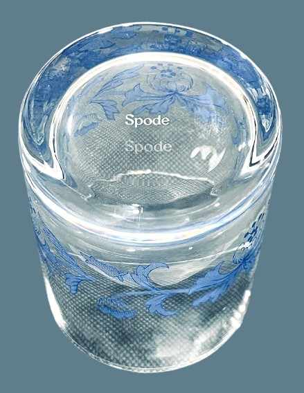 Spode Blue Italian Double Old Fashioned Glasses, Set of 4, Tumblers 14-Ounce Capacity