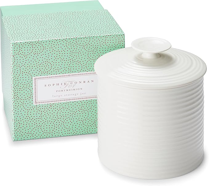 Portmeirion Sophie Conran White Large Canister 80 Ounce Food Storage Container with Cover Porcelain Canister