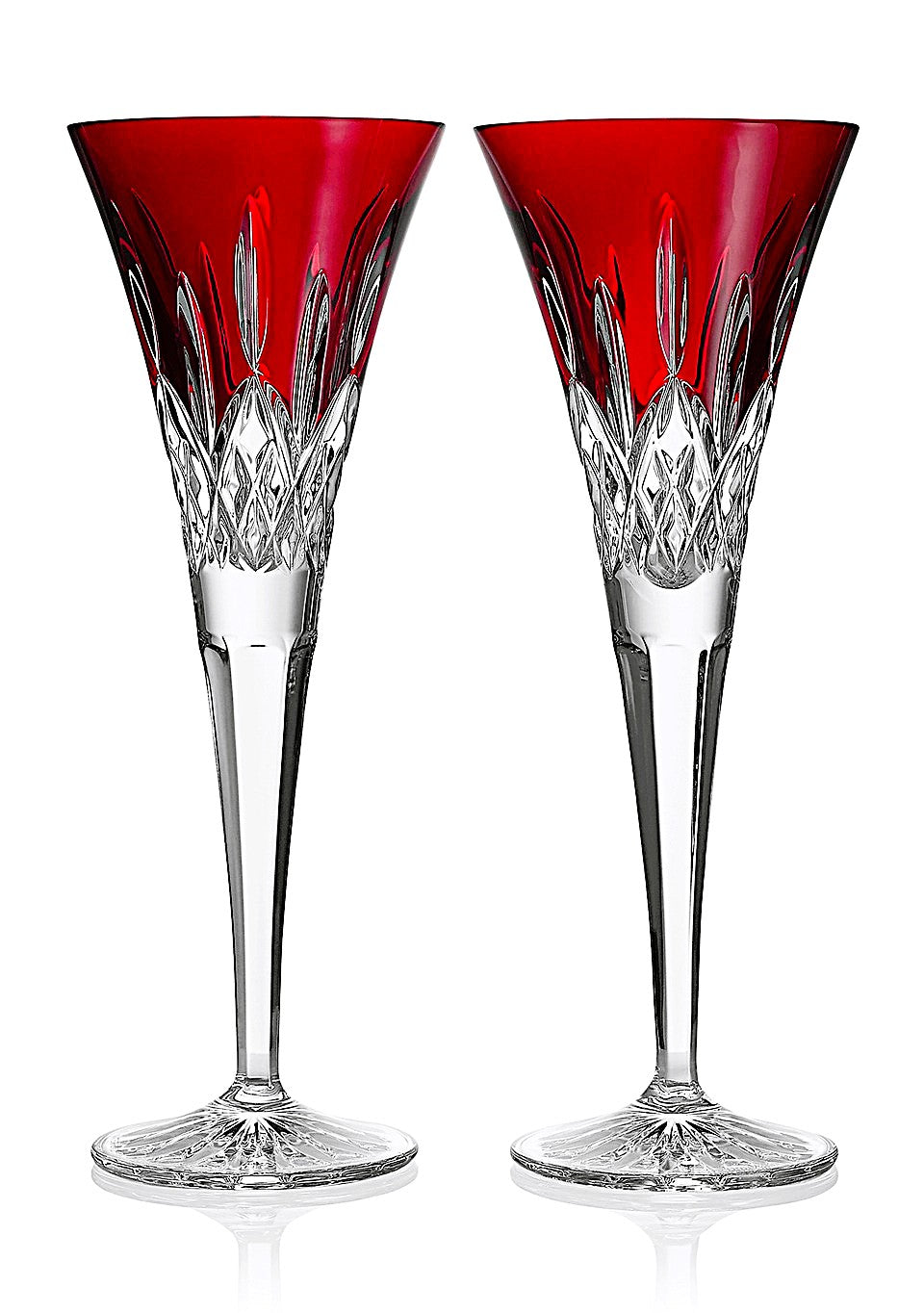 Waterford Lismore Red Toasting Flutes Pair