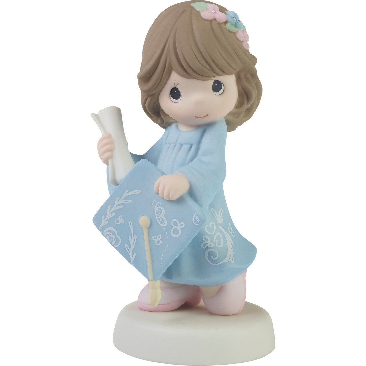 Precious Moments Graduate Girl Figurine 'The Future Belongs To You' Blue Dress Brunette