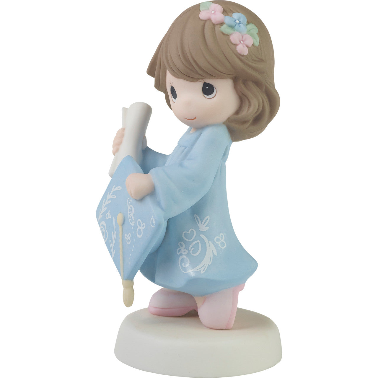 Precious Moments Graduate Girl Figurine 'The Future Belongs To You' Blue Dress Brunette