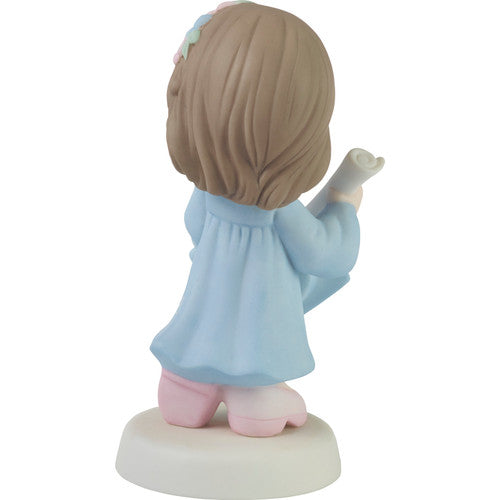Precious Moments Graduate Girl Figurine 'The Future Belongs To You' Blue Dress Brunette