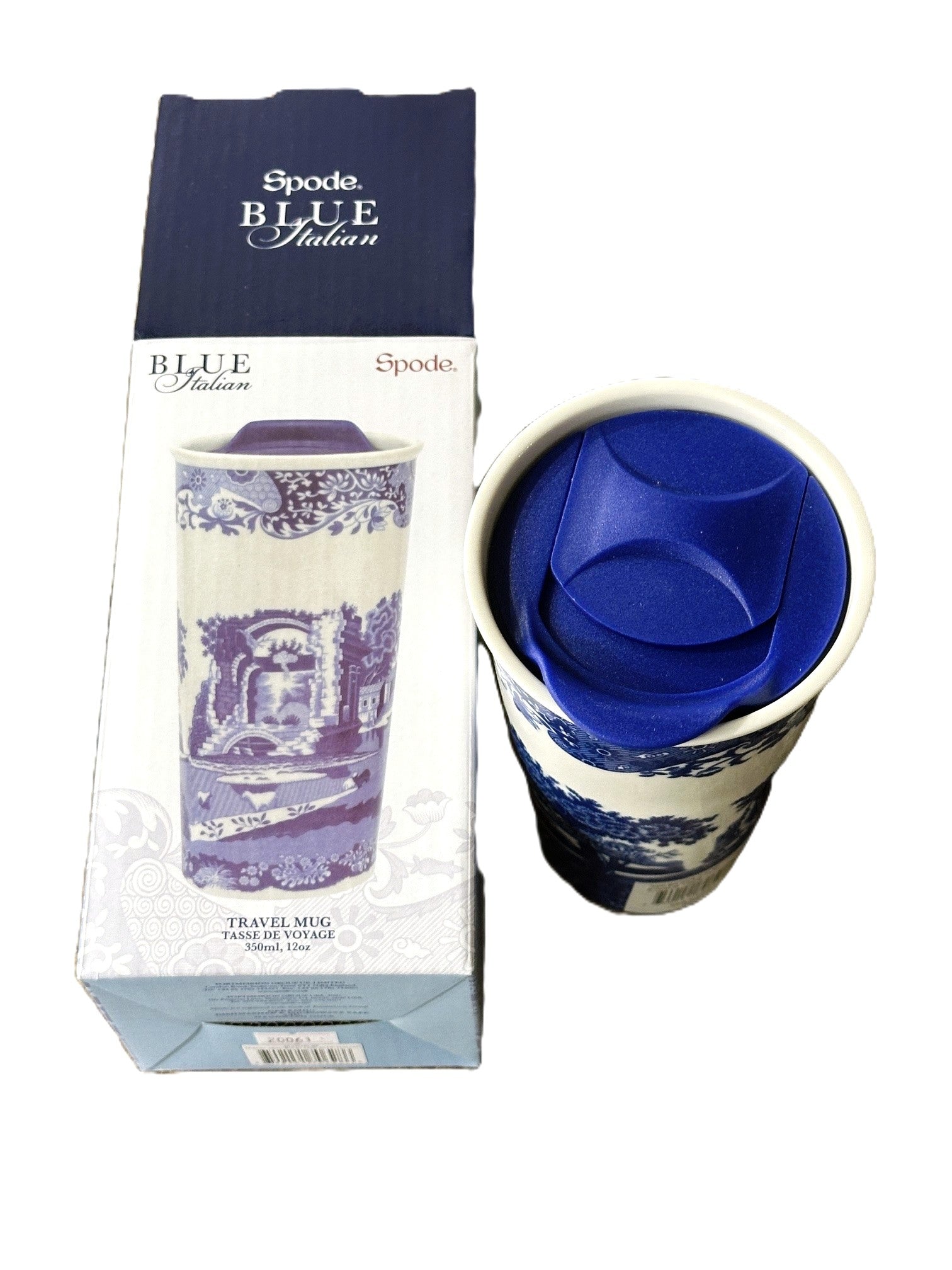 Spode Blue Italian Travel Mug 12-OZ Porcelain