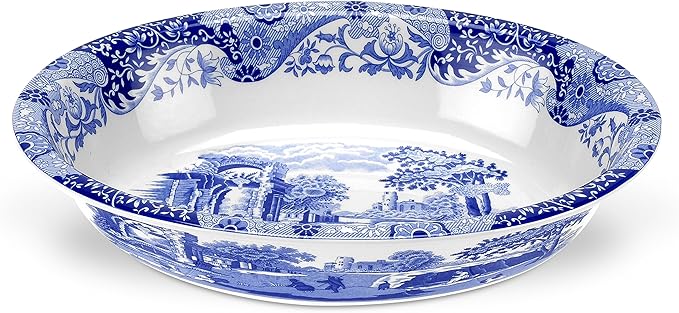 Spode Blue Italian Dish Rimed Oval 12.5" = 32-cm Porcelain