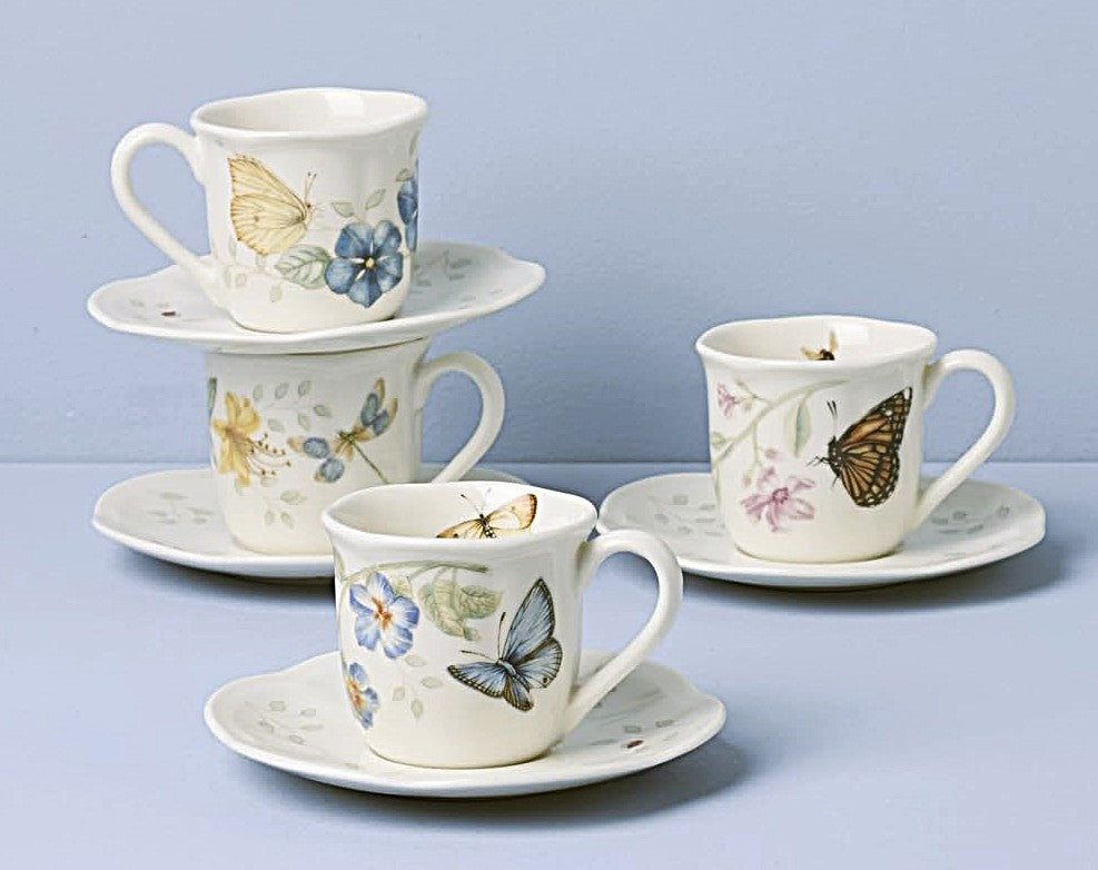 Lenox Butterfly Meadow Espresso Cup & Saucer, Set of 4