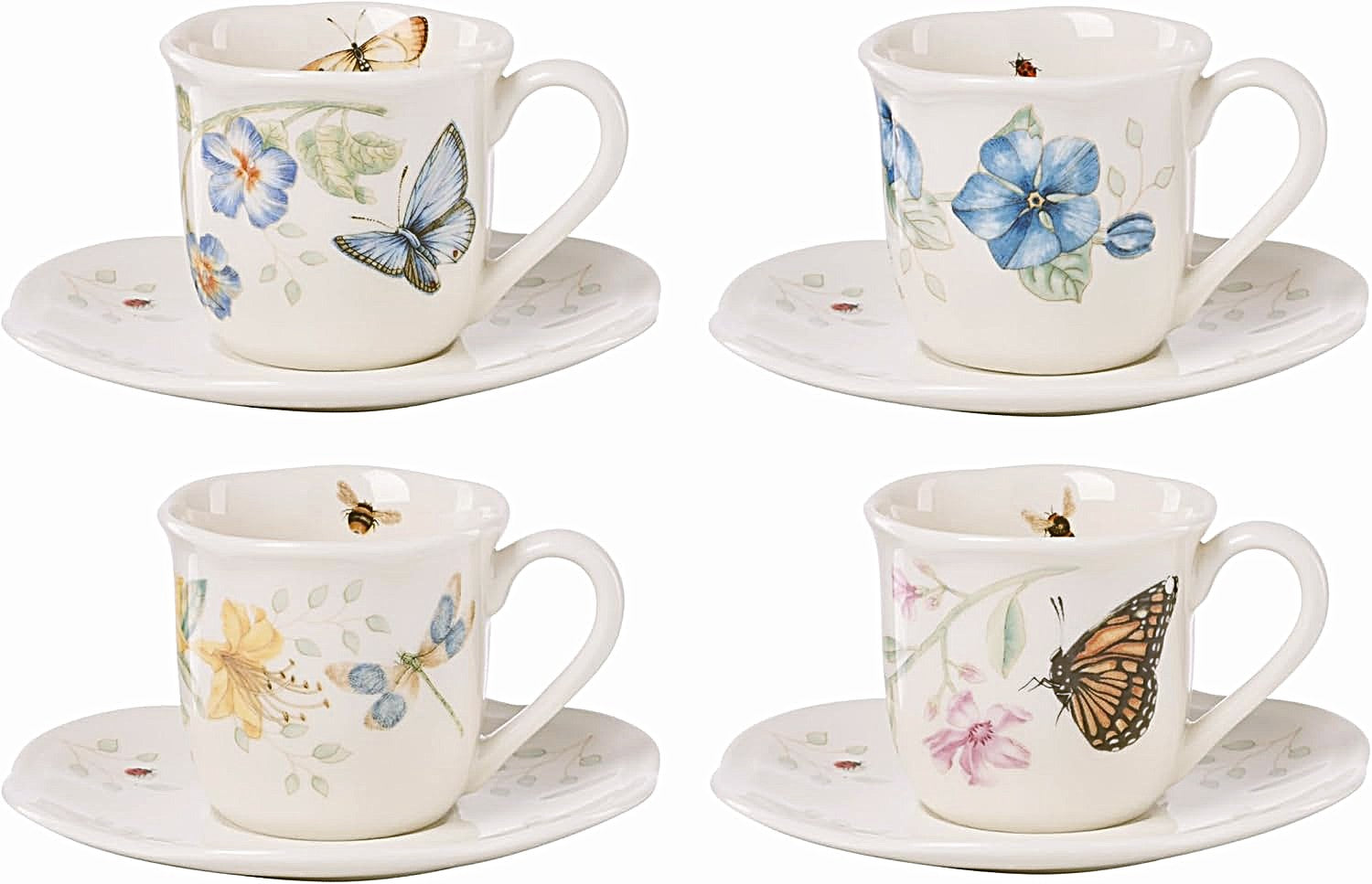 Lenox Butterfly Meadow Espresso Cup & Saucer, Set of 4