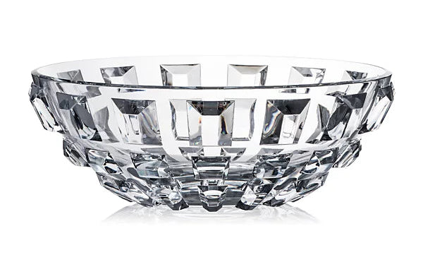 Clear crystal bowl on a white background