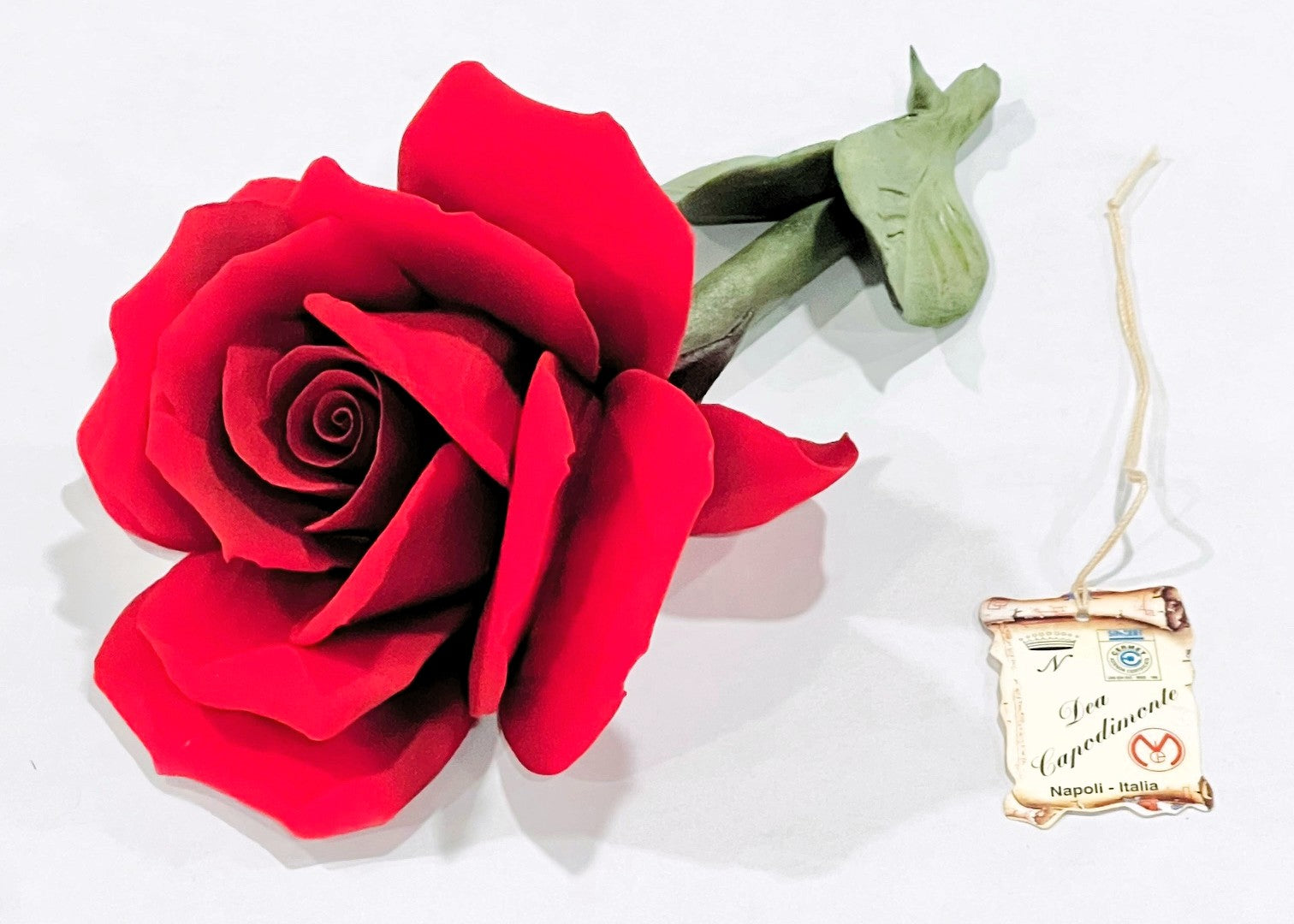 Red Rose Original Capodimonte Hand Made Porcelain In Capodimonte Italy