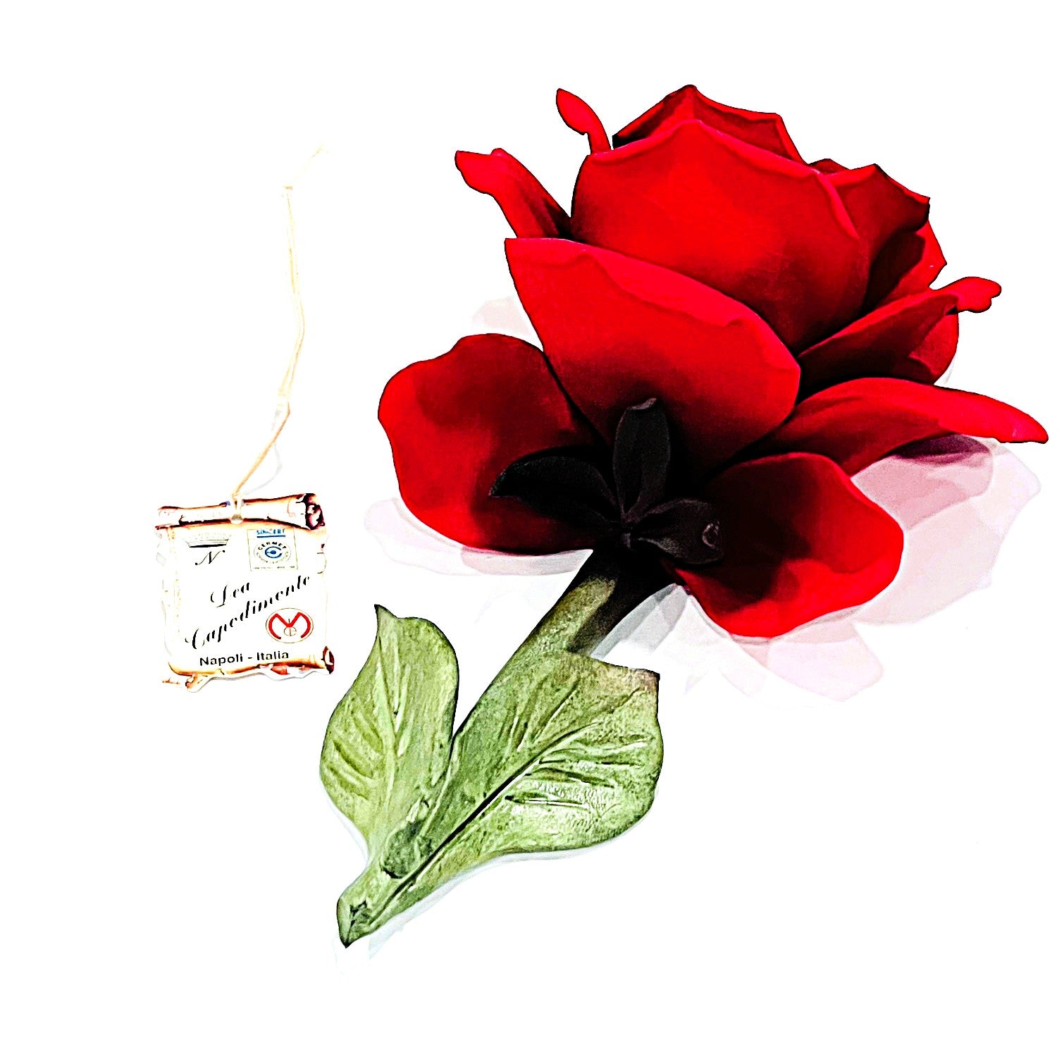 Red Rose Original Capodimonte Hand Made Porcelain In Capodimonte Italy