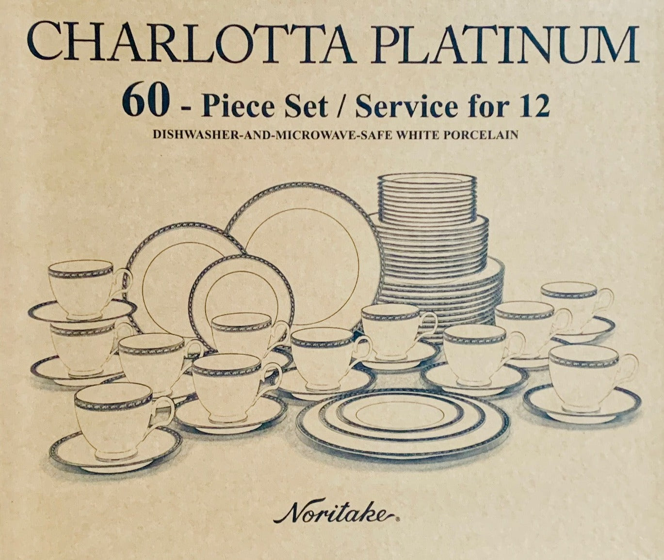 Noritake Charlotta Platinum Dinner set 60 Piece porcelain