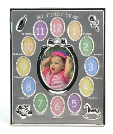 Baby's First Year Photo Frame 11" x 9" Metal - Birthday Gift