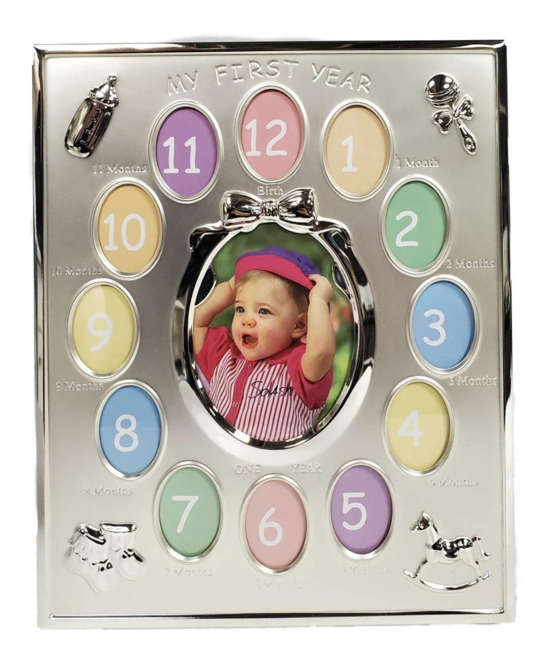 Baby's First Year Photo Frame 11" x 9" Metal - Birthday Gift