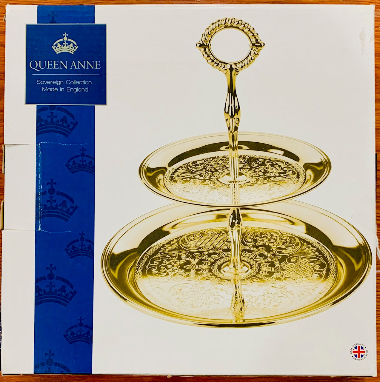 Queen Anne 2 Tier Cake Stand Gold Plated