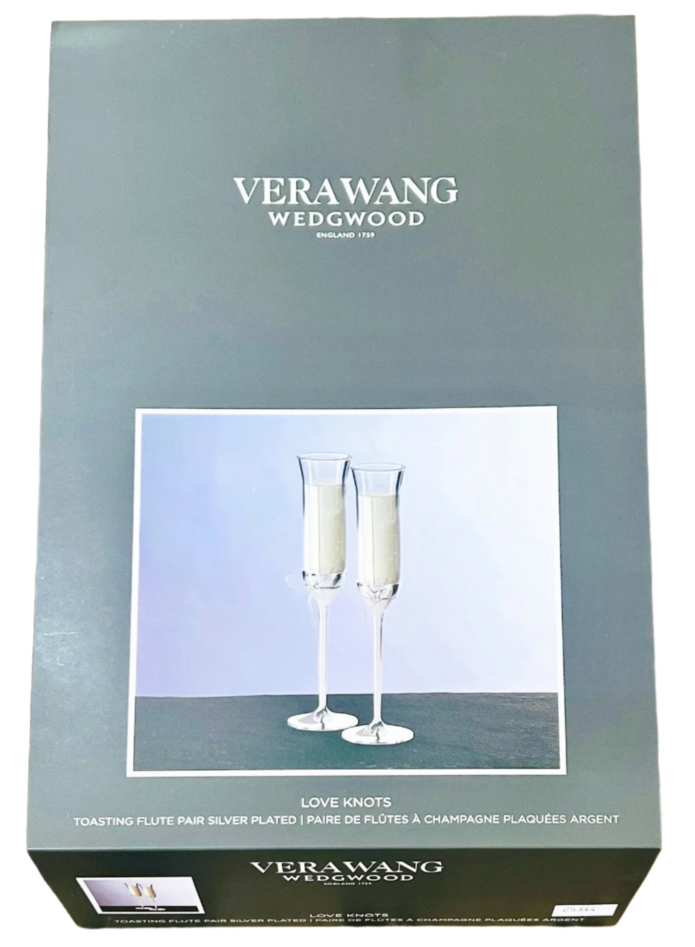 Vera Wang Love Knots Toasting Flute Pair Silver Plated by Wedgwood