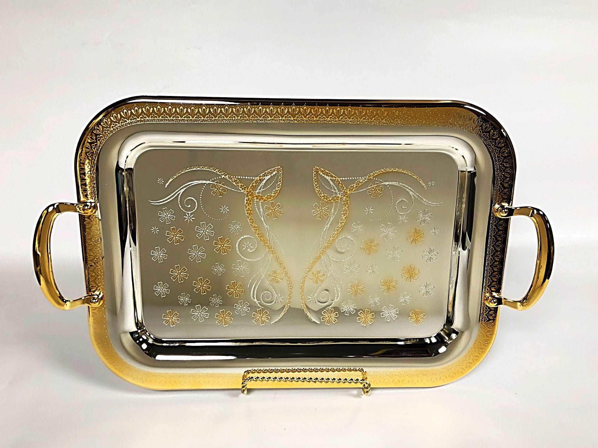 Gold Tray 36cm Daisy by Joseph Sedgh Collection Stainless Steel - Royal Gift