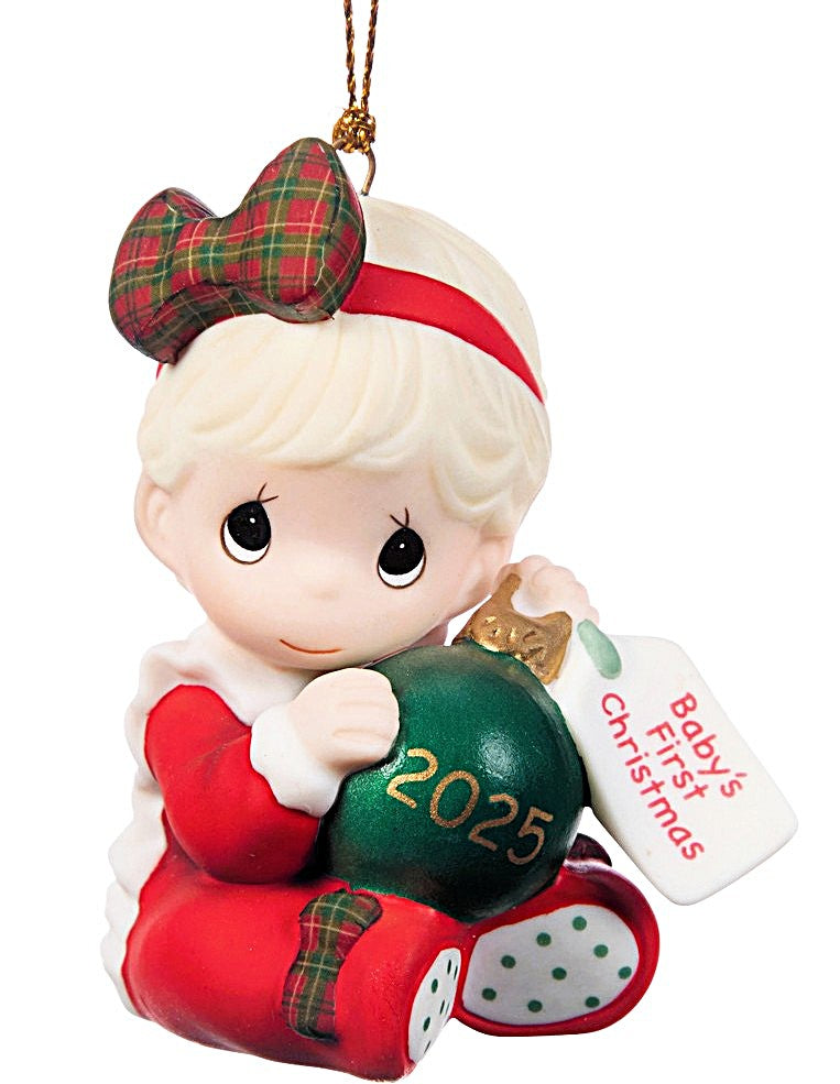 Precious Moments Baby’s First Christmas 2025 Dated Girl Holiday Porcelain Ornament