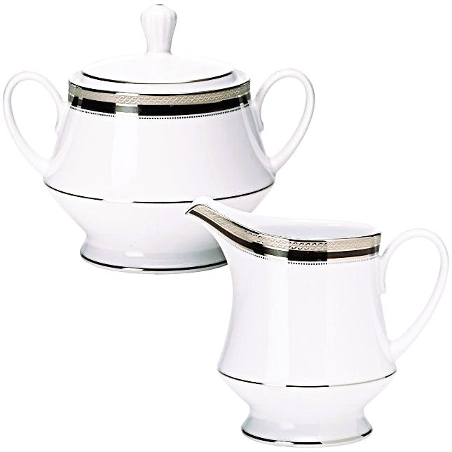 Noritake Austin Platinum Sugar And Creamer 3 Piece set