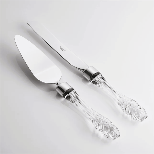 Waterford Cake Knife & Server 2 piece Set Crystal handle and Stainless Steel blade