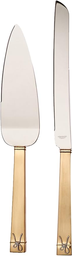 Vera Wang Love Knots Cake Knife and Server Set Gold by Wedgwood