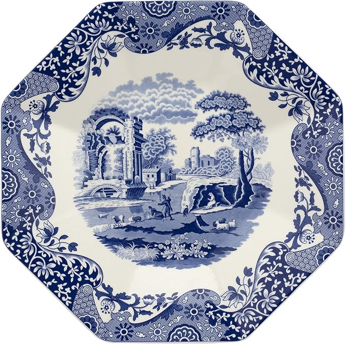 Spode Blue Italian Octagonal Platter 14" Porcelain