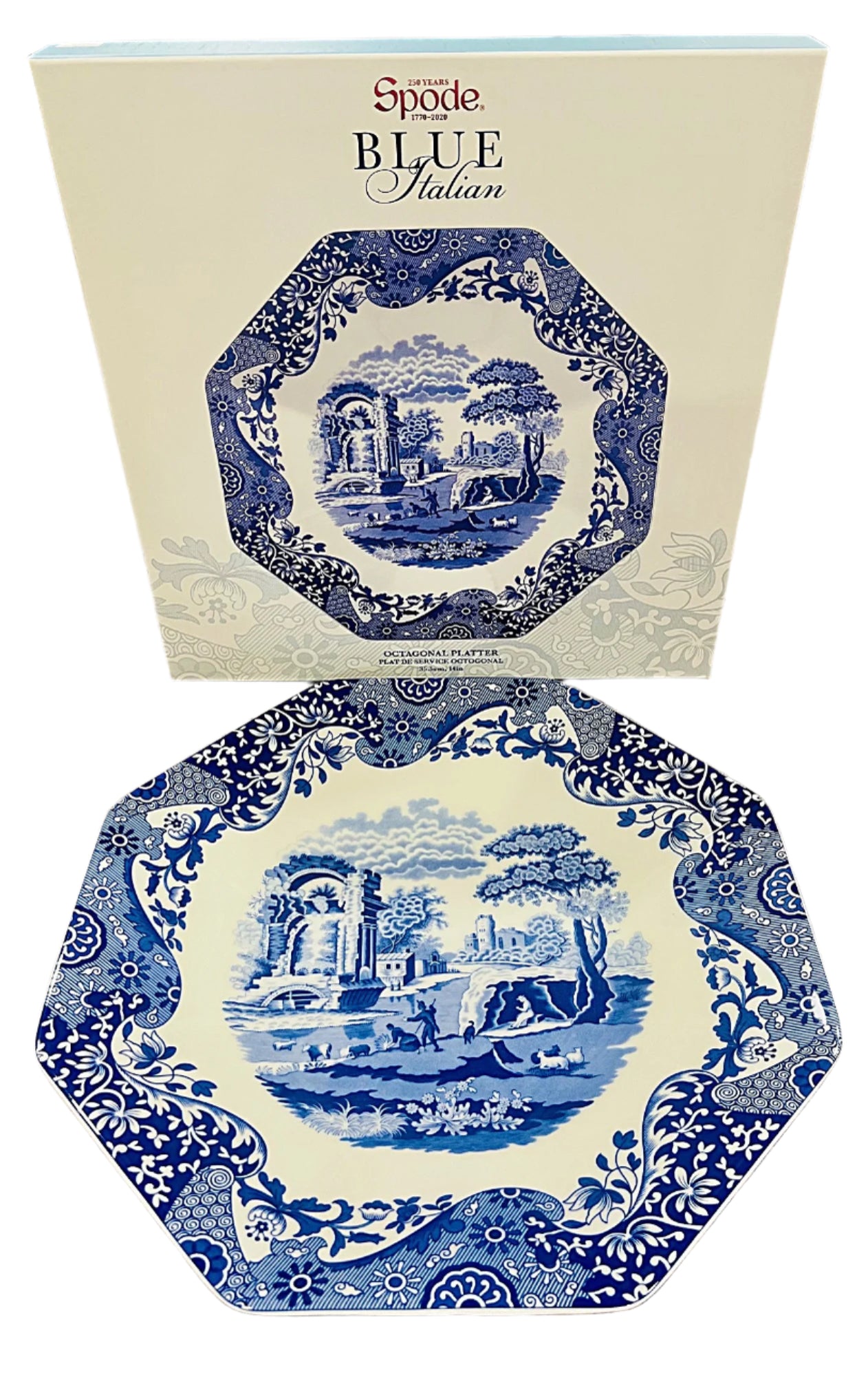 Spode Blue Italian Octagonal Platter 14" Porcelain
