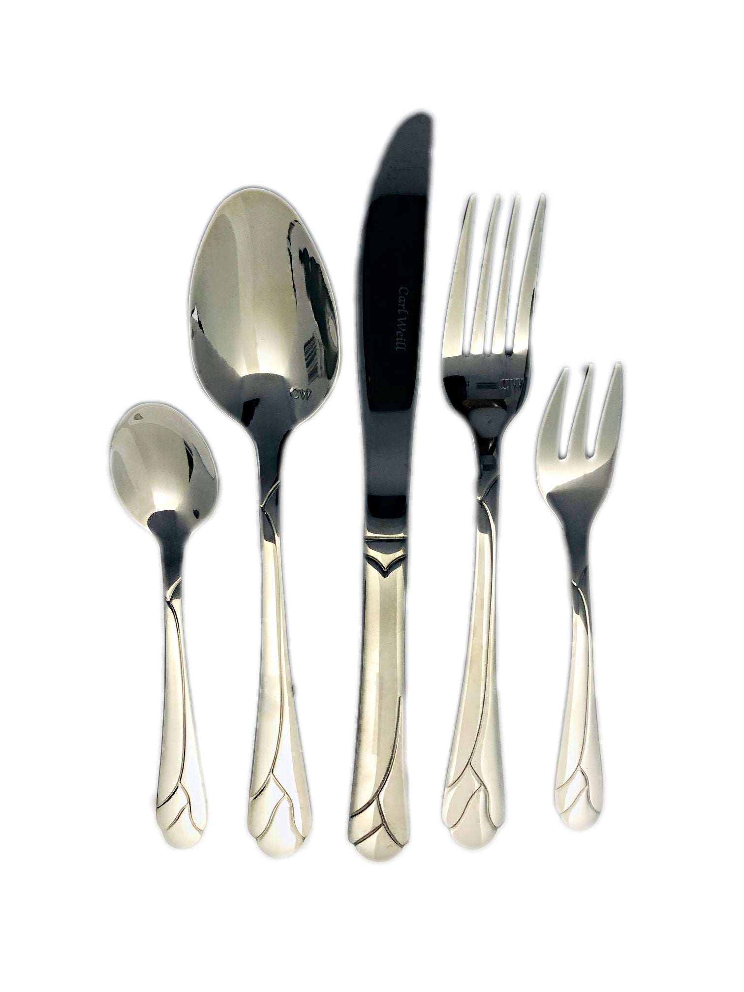 Flatware 78 Piece Set 18/10 Stainless Steel Tulip from Carl Weill, Service for 12 people include 12 serving piece set