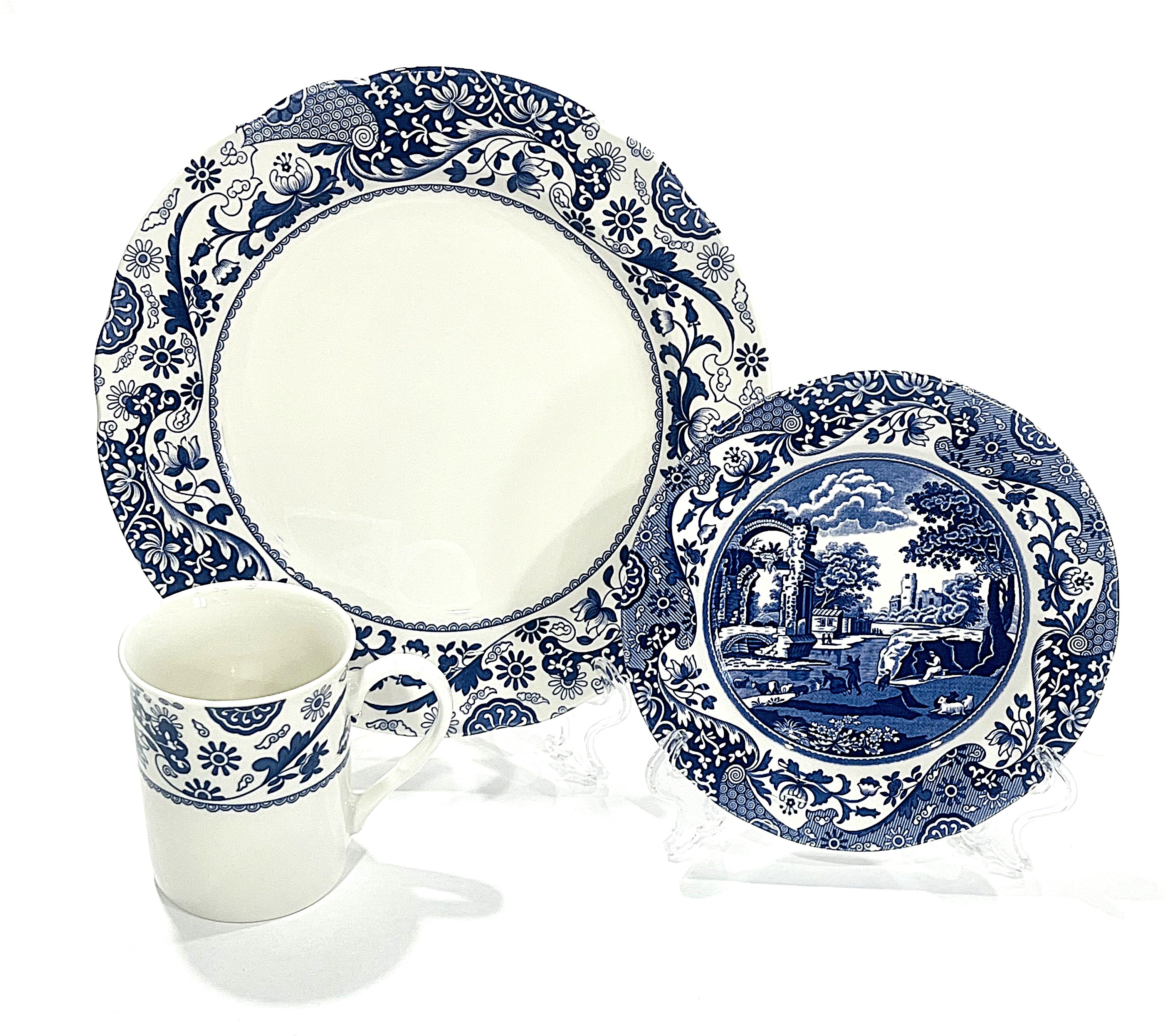 Spode Blue Italian Brocato 12 Piece set Porcelain