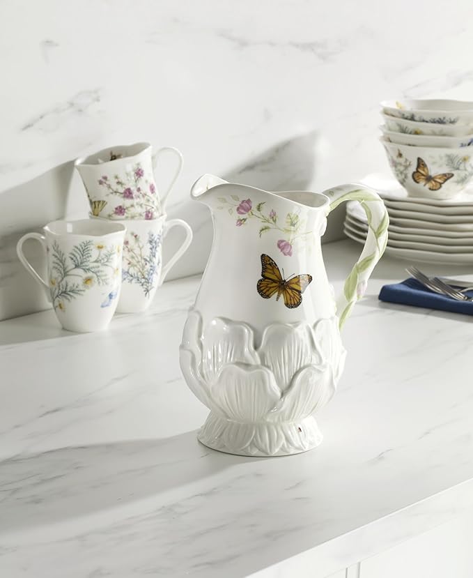 Lenox Butterfly Meadow Pitcher Floral porcelain 60-ounce volume
