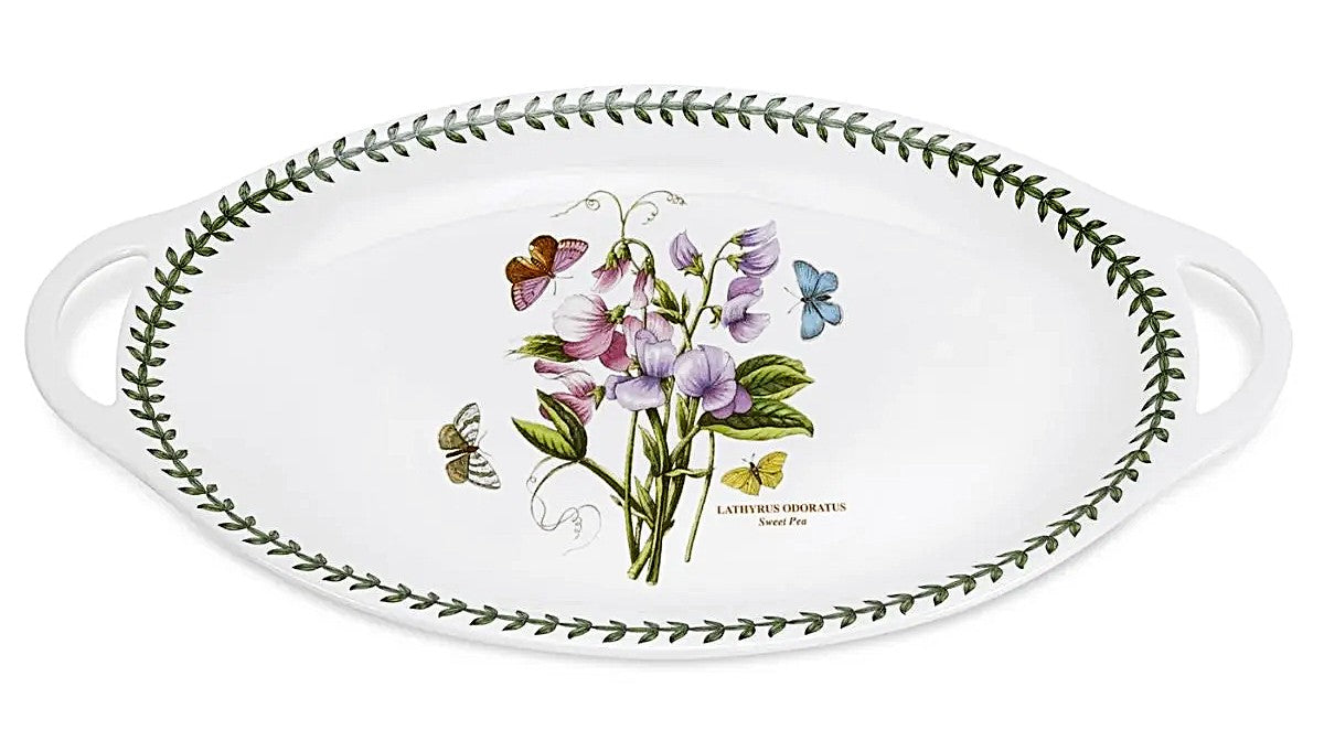 Botanic Garden Platter with handles 18inch X 12inch Porcelain By Portmeirion