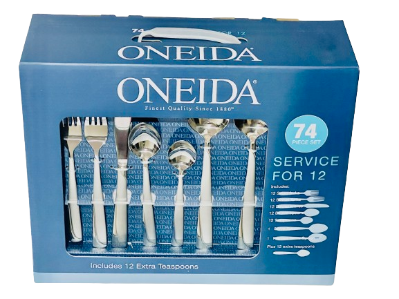 Oneida Madeline flatware 74 piece cutlery set stainless steel