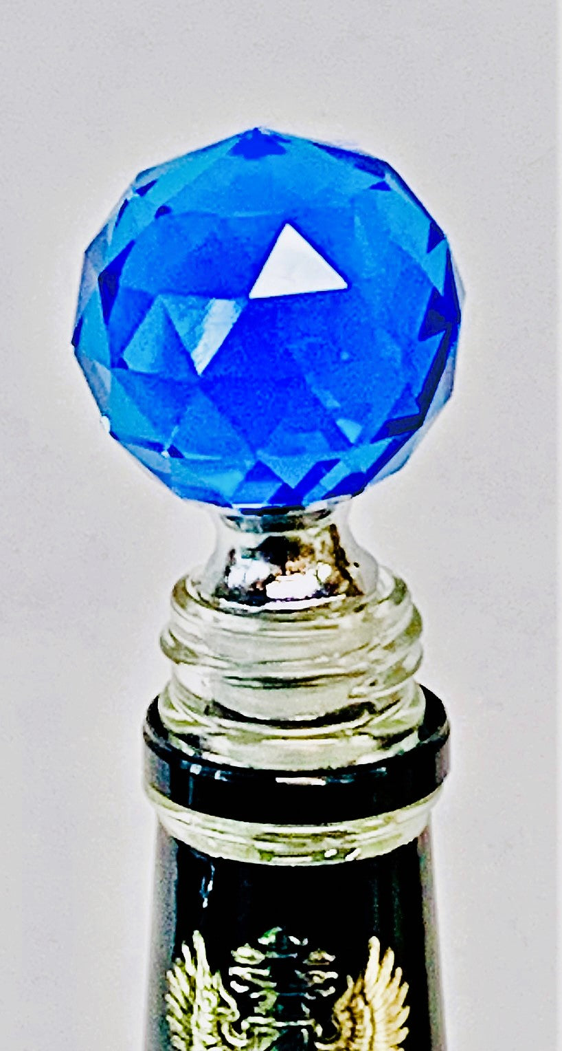 Wine Bottle Stopper 1.5"Crystal Blue Ball X 4"tall
