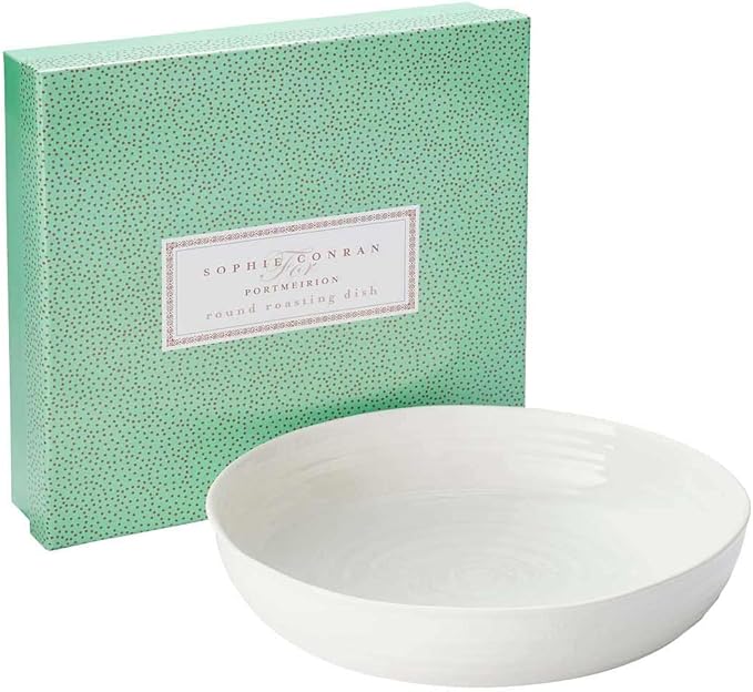 Sophie Conran White Round Roasting Dish 11" Casserole Baking Dish for Oven Made from Fine Porcelain Dishwasher and Microwave Safe