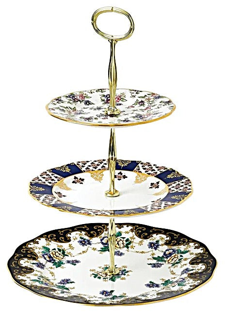 Royal Albert 100 Years Three-Tier (English Chintz, Regency & Duchess) Cake Stand, 13.8"