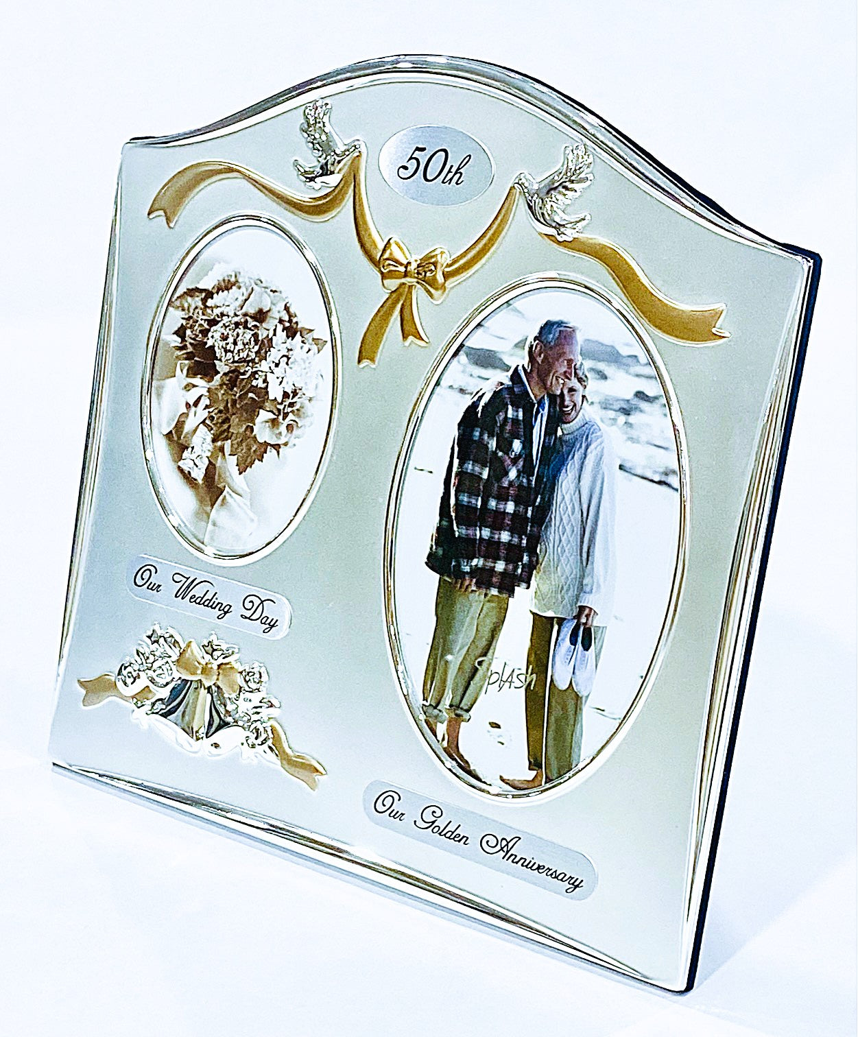 50th Anniversary Picture Frame 2 windows (Then & Now) 9" X 9"